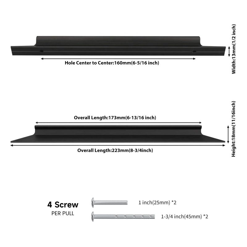 Peaha 10 Pack 6-1/4 inch Long Cabinet Handles Black Handles for Cabinets Black Drawer Pulls Modern Cabinet Pulls - Image 2